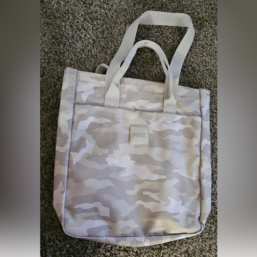 NWOT Victoria's Secret PINK Convertible LIGHT GREY‎ CAMO BACKPACK TOTE BAG